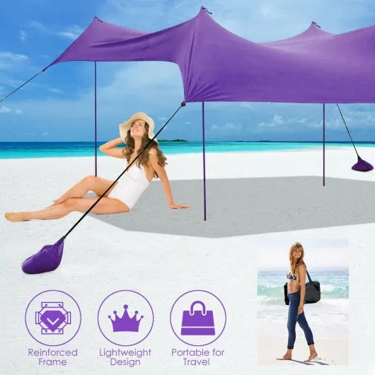 10' x 9' Family Beach Tent Canopy Sunshade w/ 4 Poles-Purple