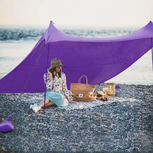 10' x 9' Family Beach Tent Canopy Sunshade w/ 4 Poles-Purple