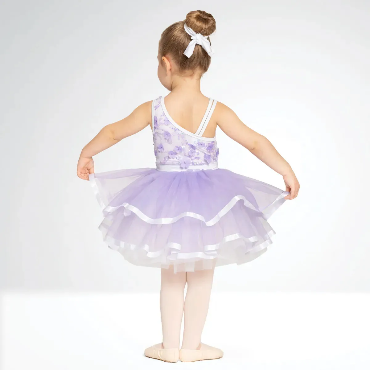 1st Position Floral Textured Ballet Dress with Ribbon Trim