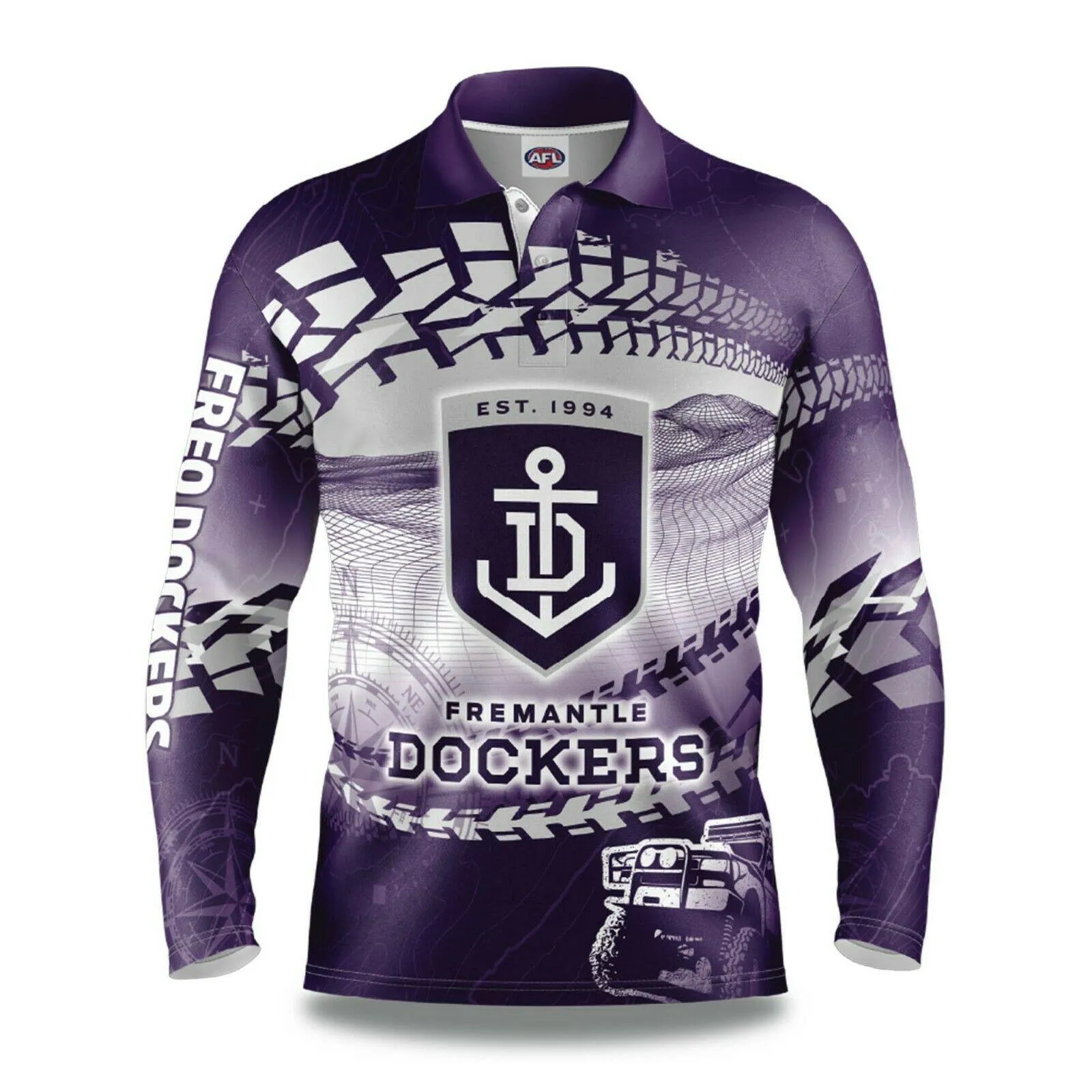 AFL 2021 Trax Off Road Camping Polo Tee Shirt - Fremantle Dockers - Adult