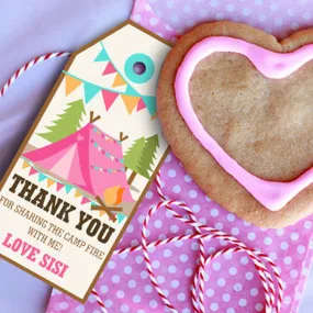 Backyard Camping Party Favors for a Girl | Camp Out Party Favor Tags