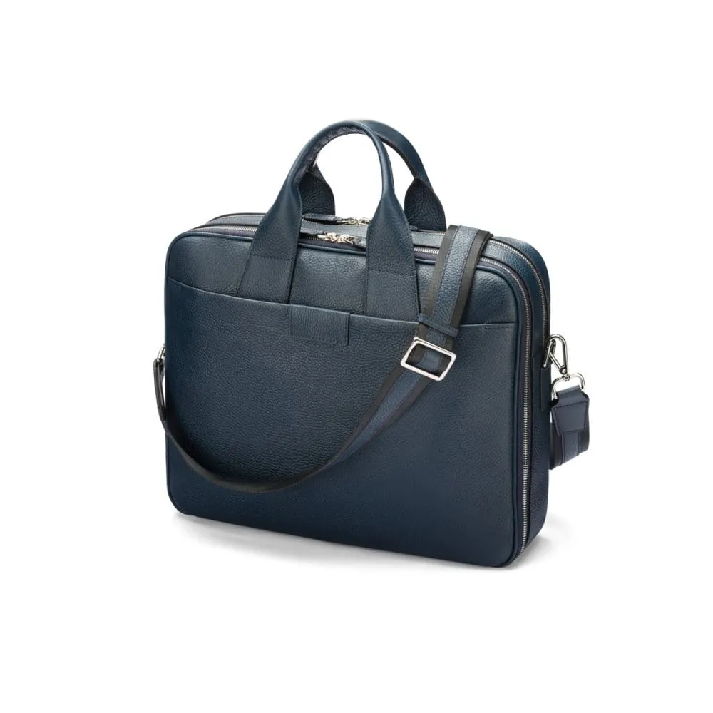 Belmont Leather 15" Laptop Briefcase - Navy
