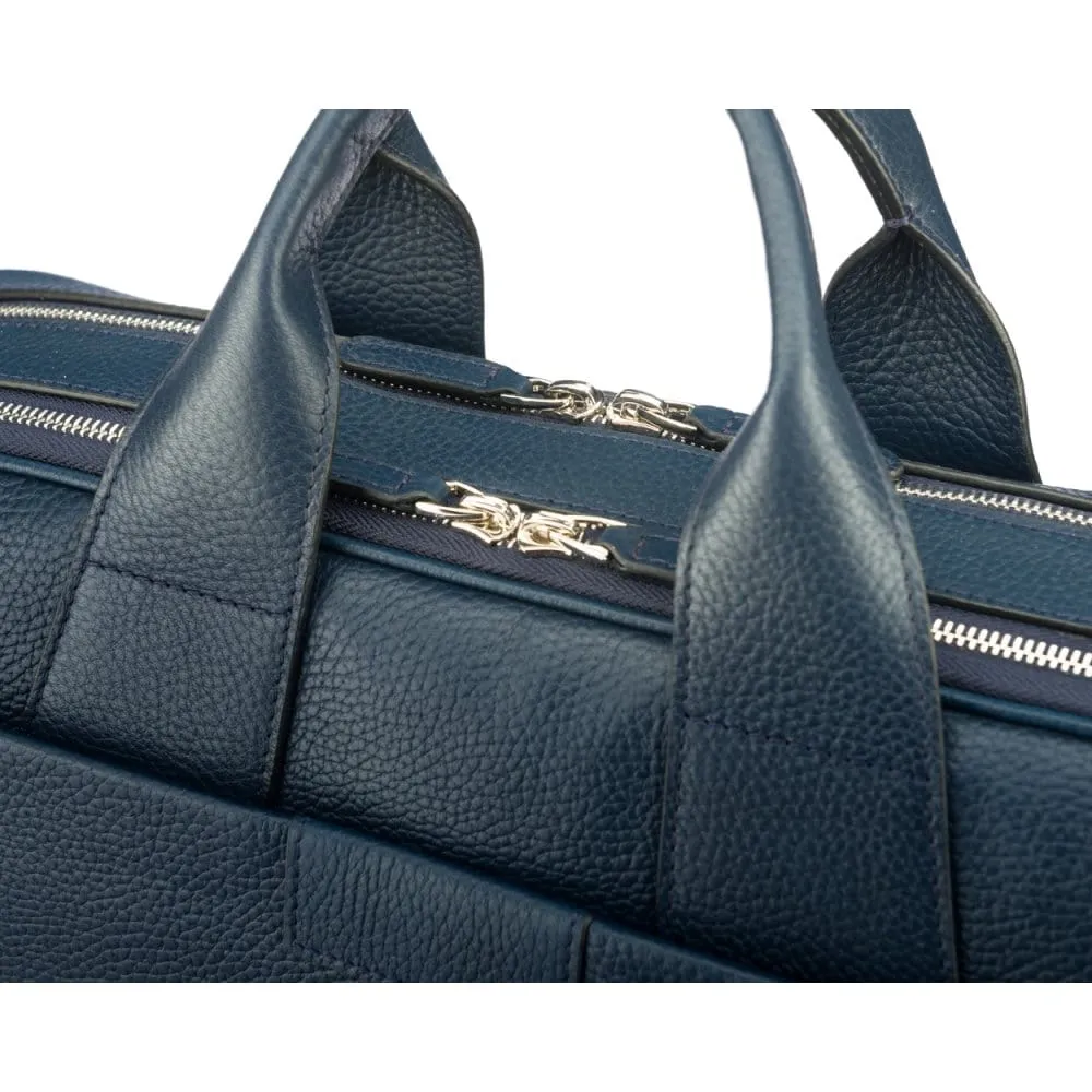 Belmont Leather 15" Laptop Briefcase - Navy