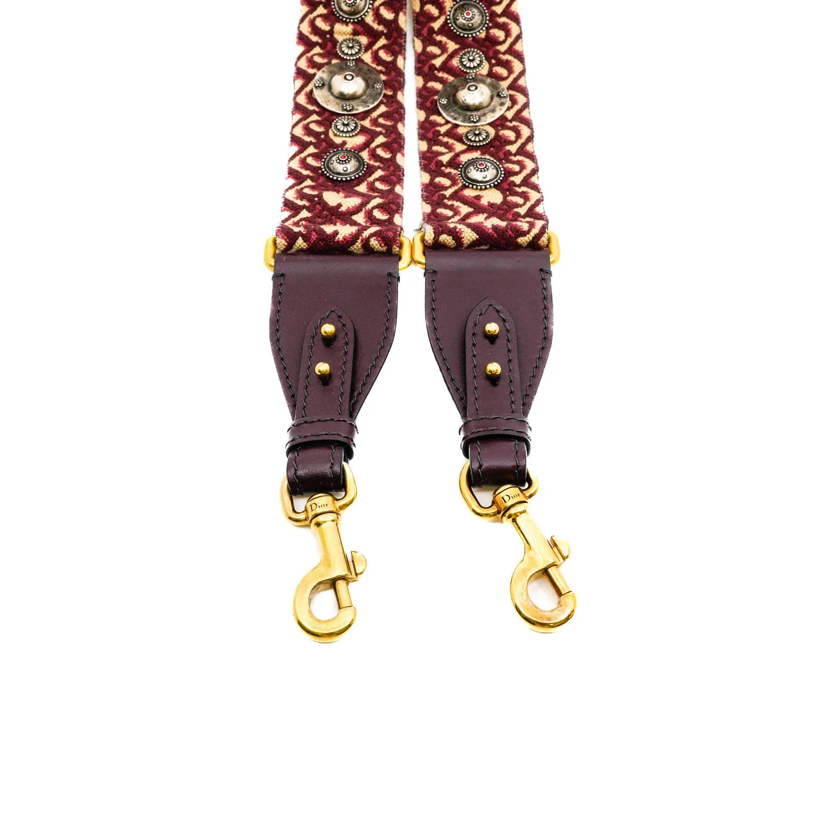 Burgundy Oblique Studded Shoulder Strap
