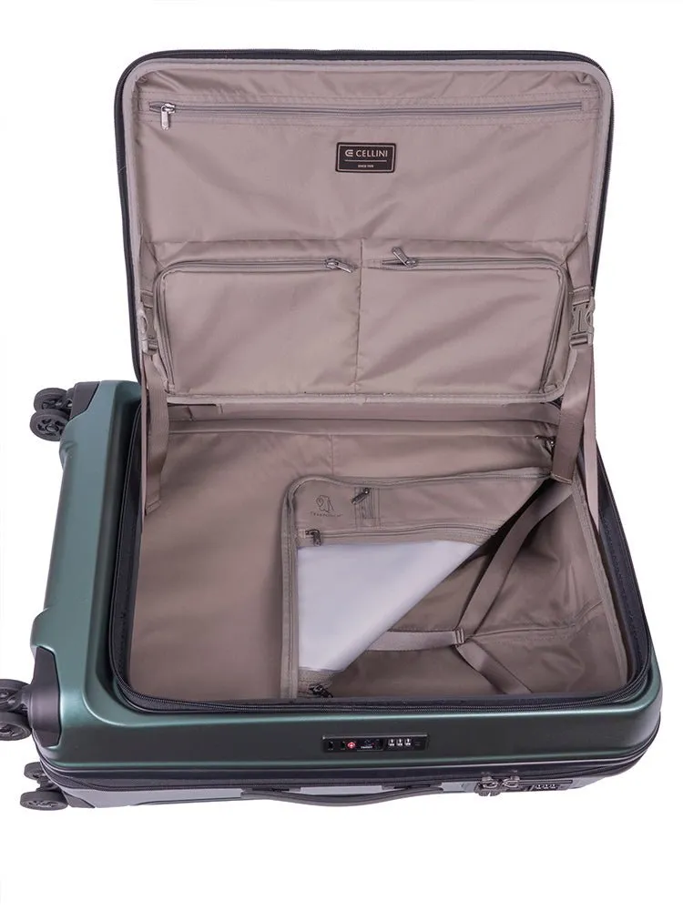 Cellini Tri Pak Medium Front Loader 4 Wheel Trolley Case | Green