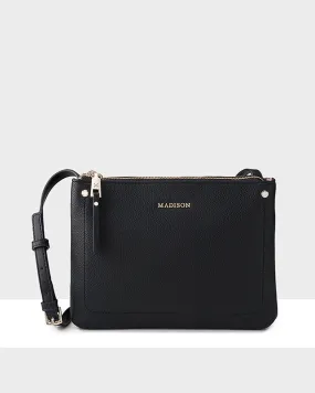 Charlotte Double Zip Crossbody Bag - Fixed Strap