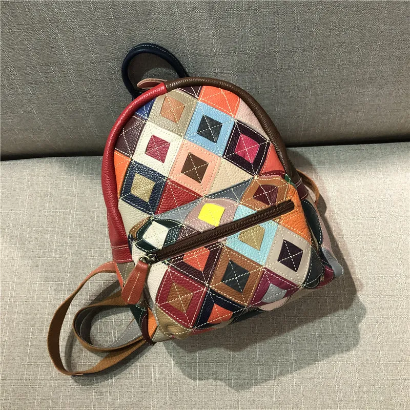Chh Chrome Heart Leather Bag Handmade Contrast Cowhide Bag Backpack