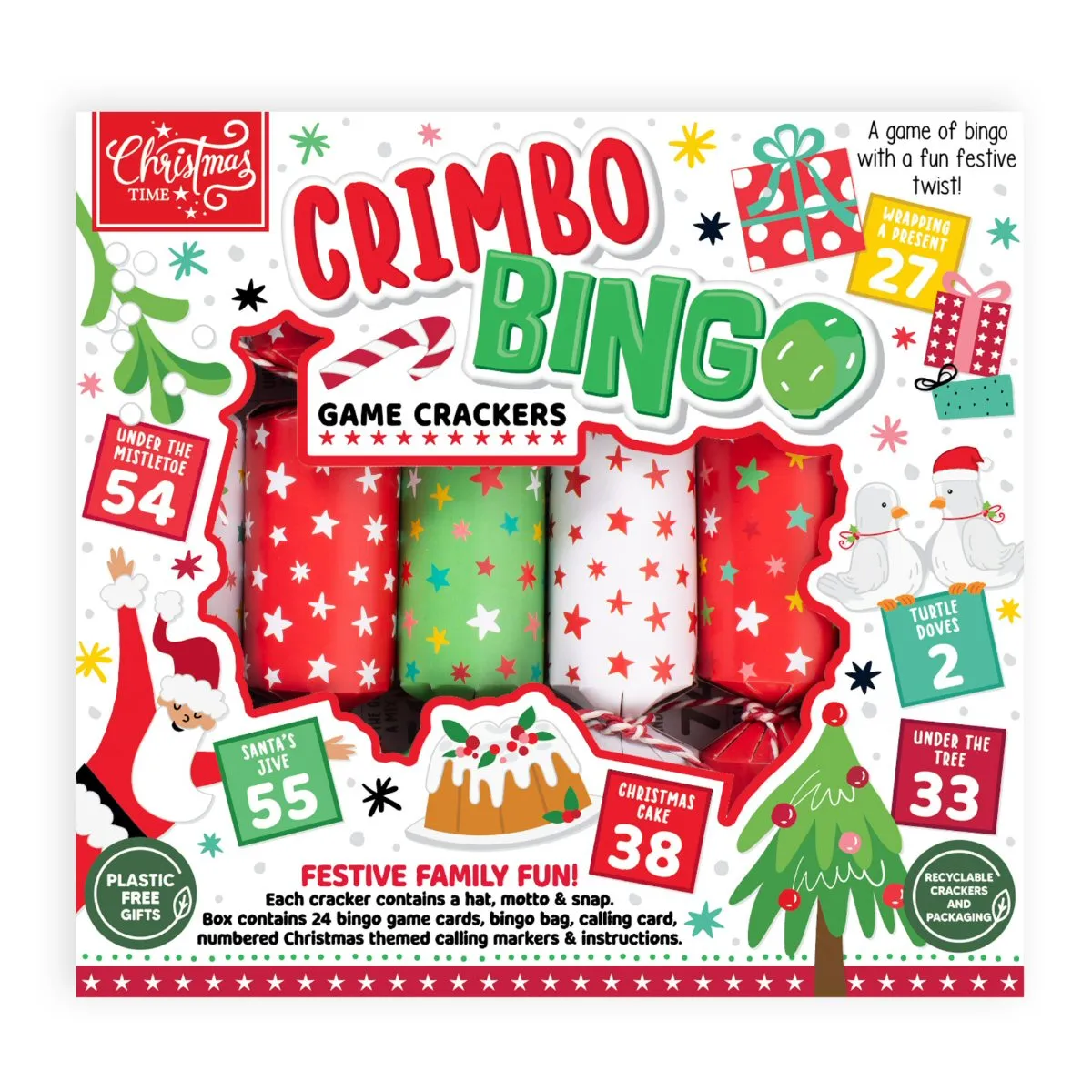 Christmas Time 6 Bingo Game Christmas Crackers