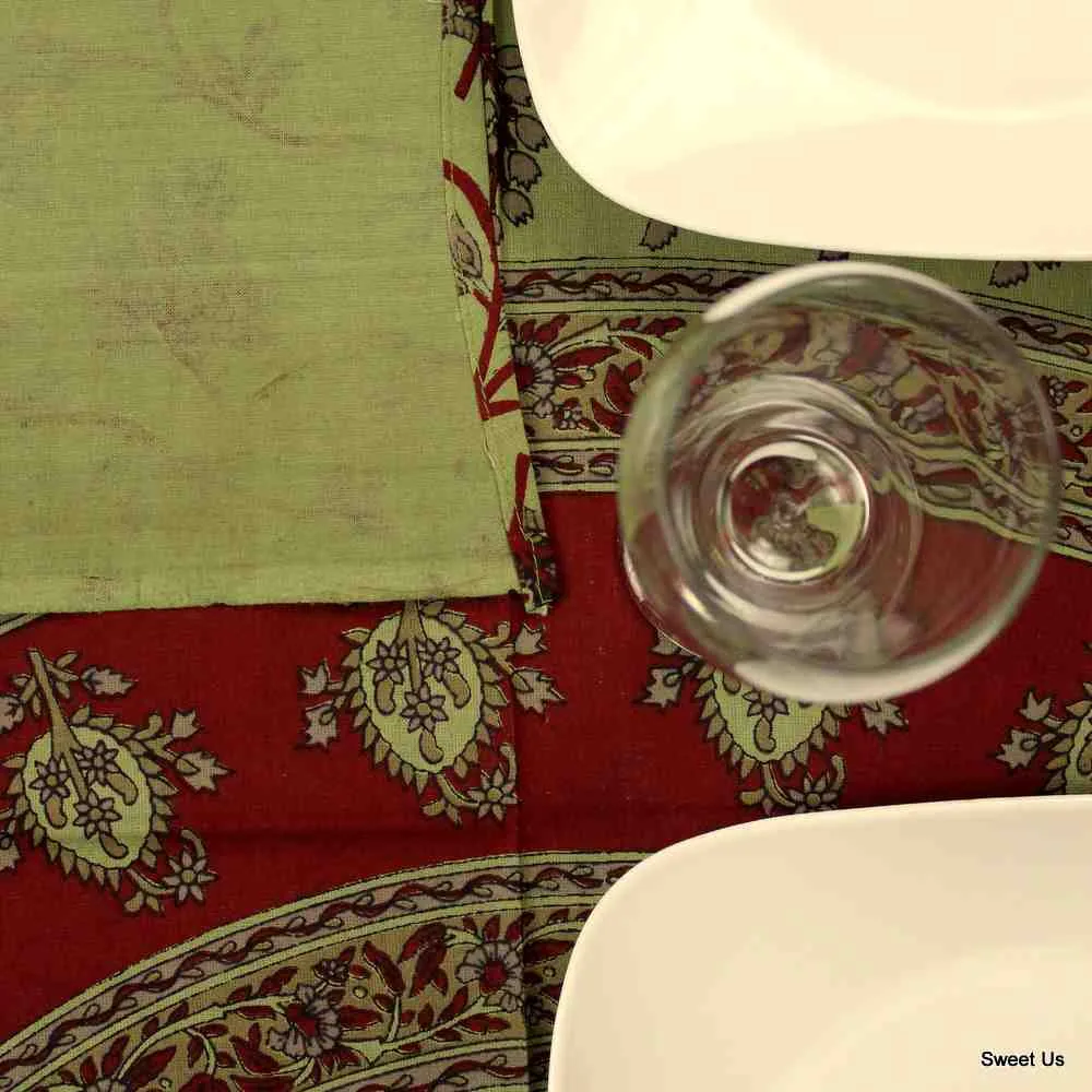 Cotton Floral Vine Tablecloth Rectangle 58x90 Blue Beige Pink Green Red