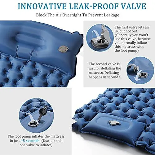 Double-layer Compact Sleeping Pad for Camping Foot to Inflate (for 2 person)