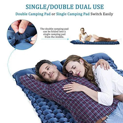 Double-layer Compact Sleeping Pad for Camping Foot to Inflate (for 2 person)