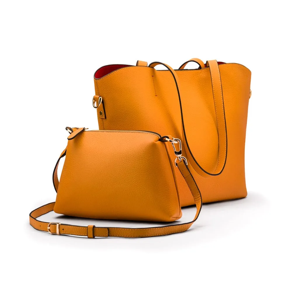 Emma 2 in 1 Leather Tote Bag - Yellow