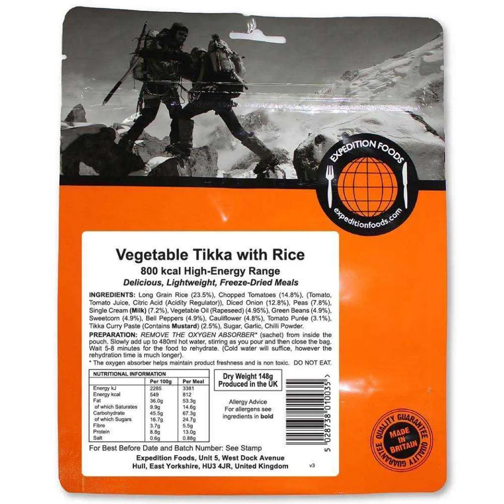 Expedition Foods - Vegetable Tikka with Rice (High Energy)