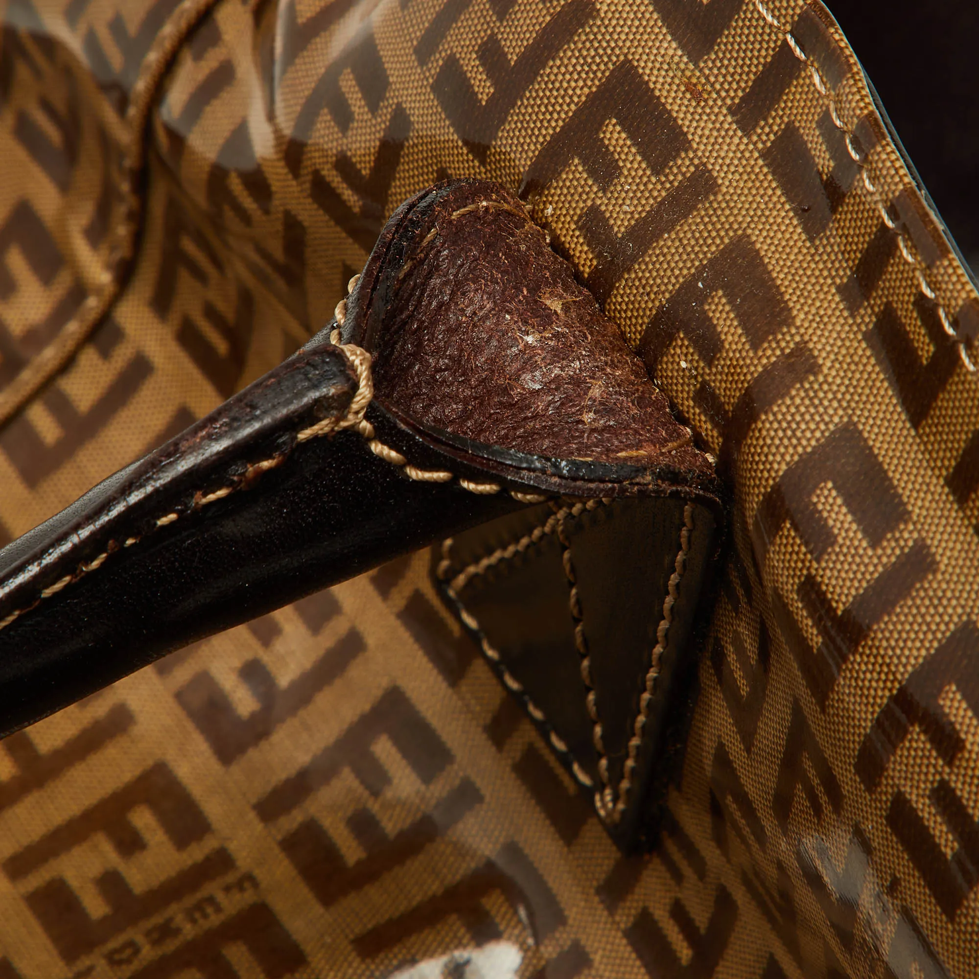 Fendi /brown Zucchino Coated Fabric And Leather Tote