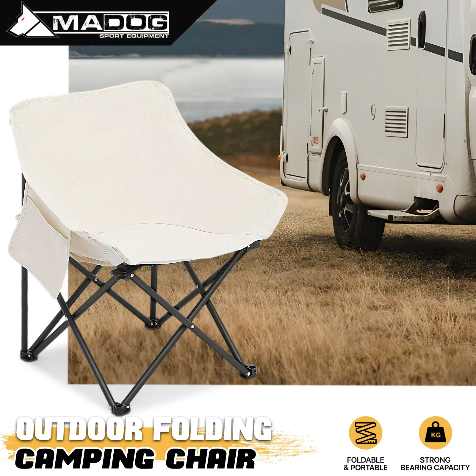 Folding Camping Chair -with Storage Side Pocket