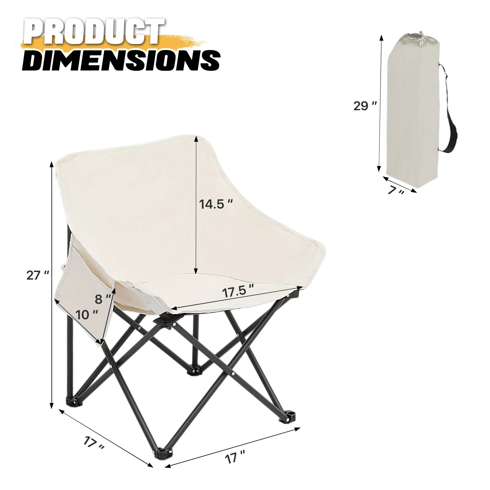 Folding Camping Chair -with Storage Side Pocket