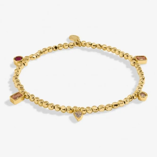Gem Glow Multi Gem Bead Gold Plated 17.5cm Bracelet 7180