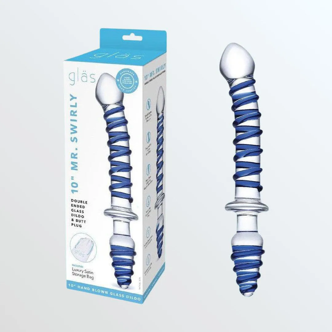 Gläs Mr. Swirly 10" Glass Double Ended Dildo & Butt Plug