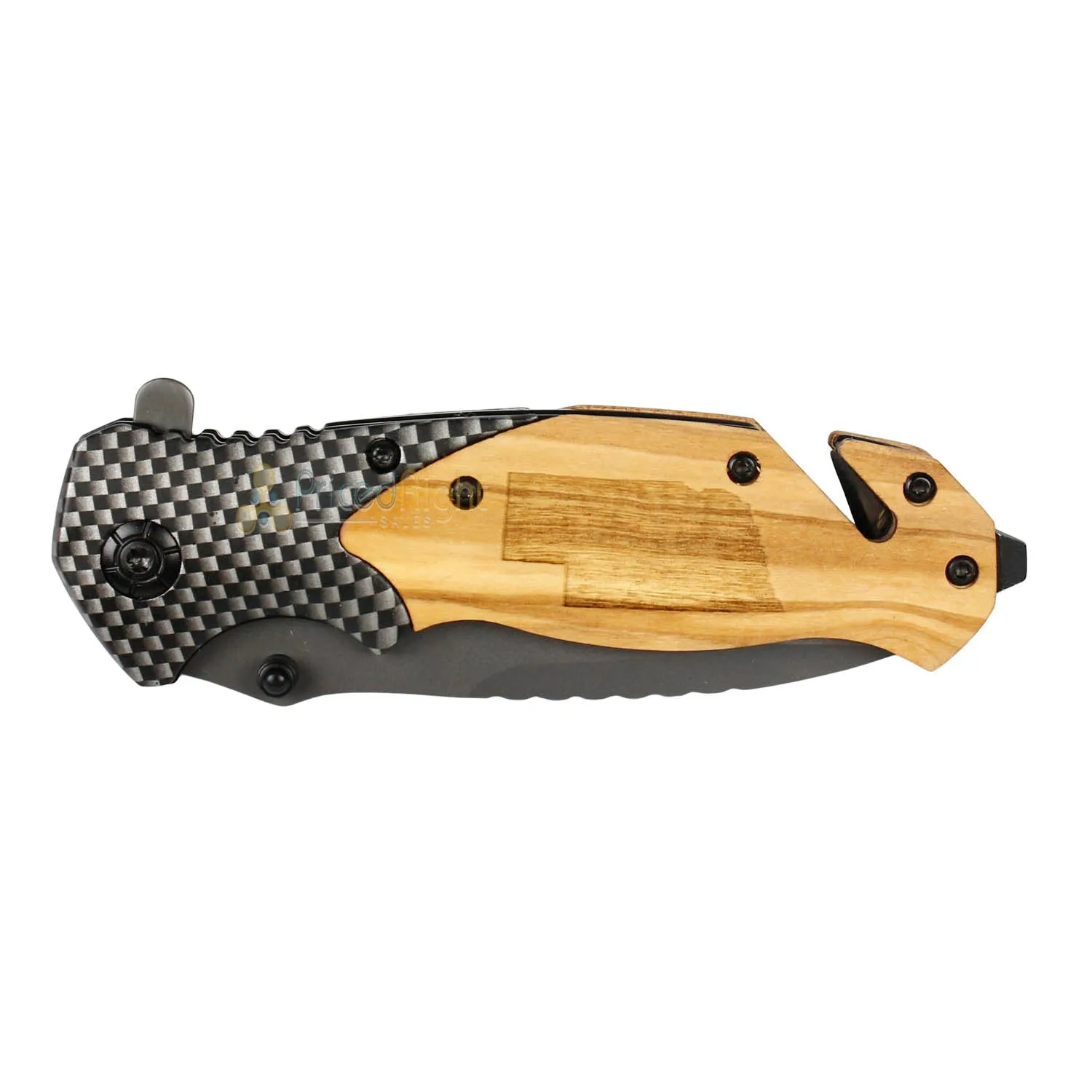 Graceful Creations TX Engraved Olive Wood Nebraska State Tactical Pocket Knife