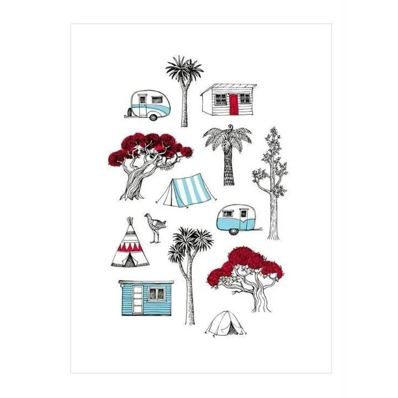 Happy Campers Tea Towel