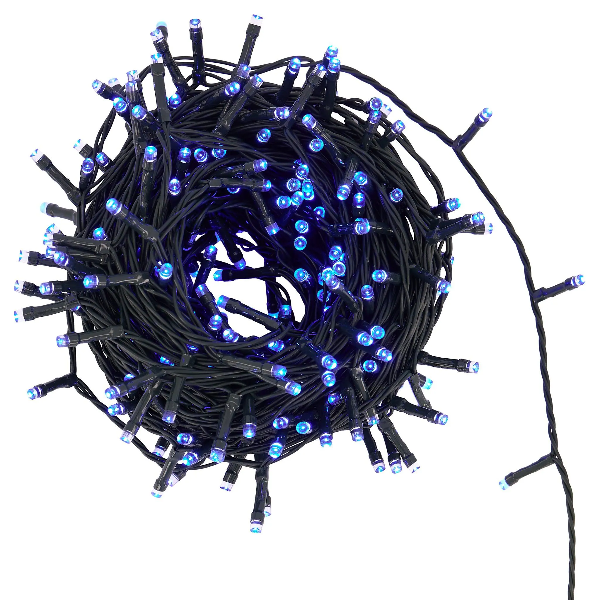 Indoor/Outdoor 8 Function LED Waterproof Fairy Lights with Green Cable (1000 Lights - 35M Cable) - Blue Lights