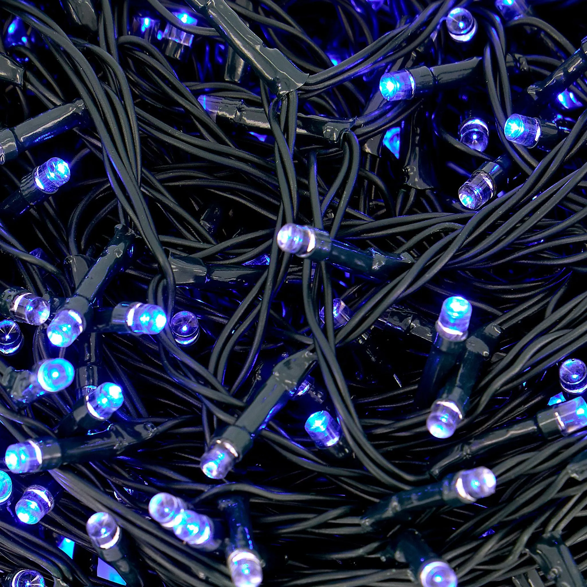 Indoor/Outdoor 8 Function LED Waterproof Fairy Lights with Green Cable (1000 Lights - 35M Cable) - Blue Lights
