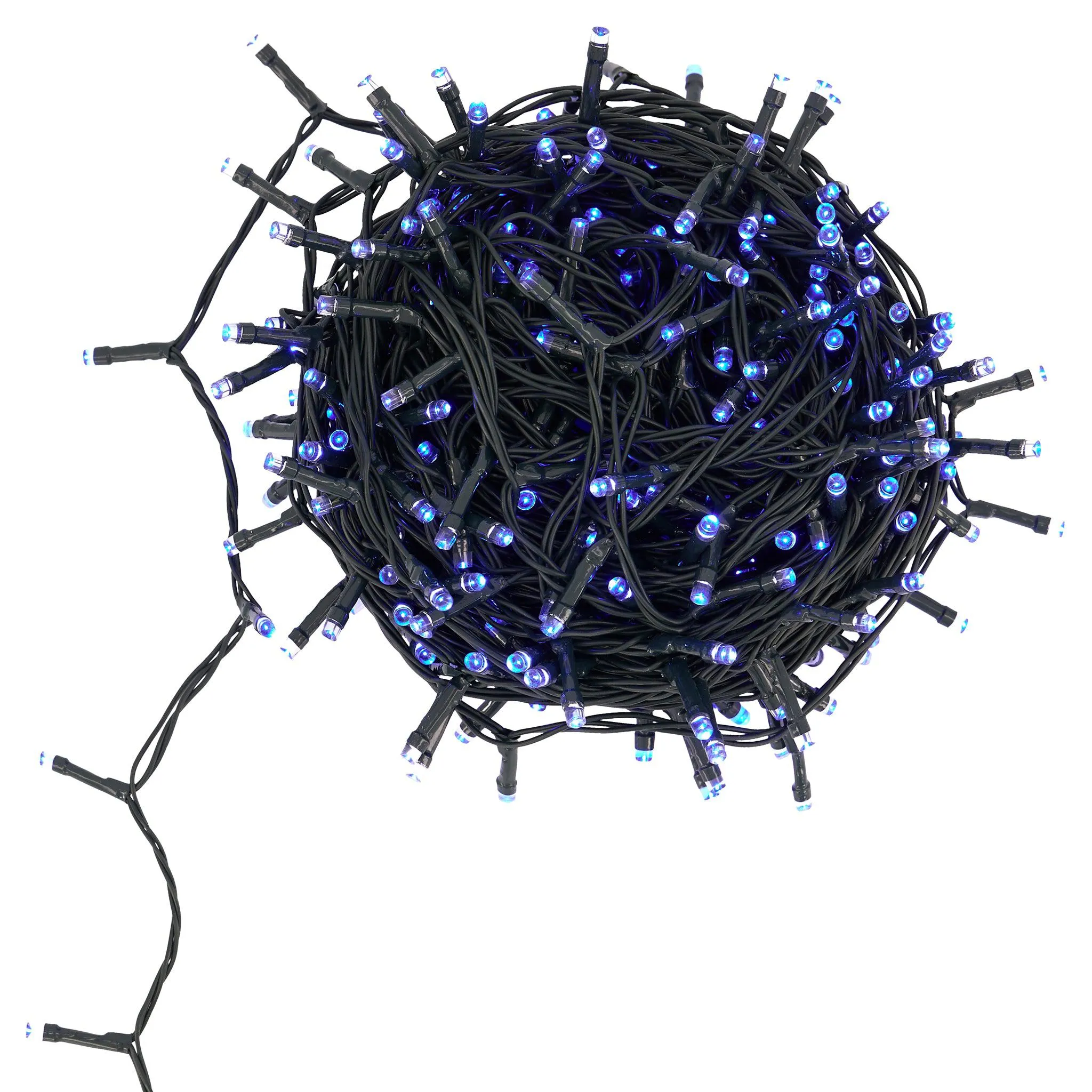 Indoor/Outdoor 8 Function LED Waterproof Fairy Lights with Green Cable (1000 Lights - 35M Cable) - Blue Lights