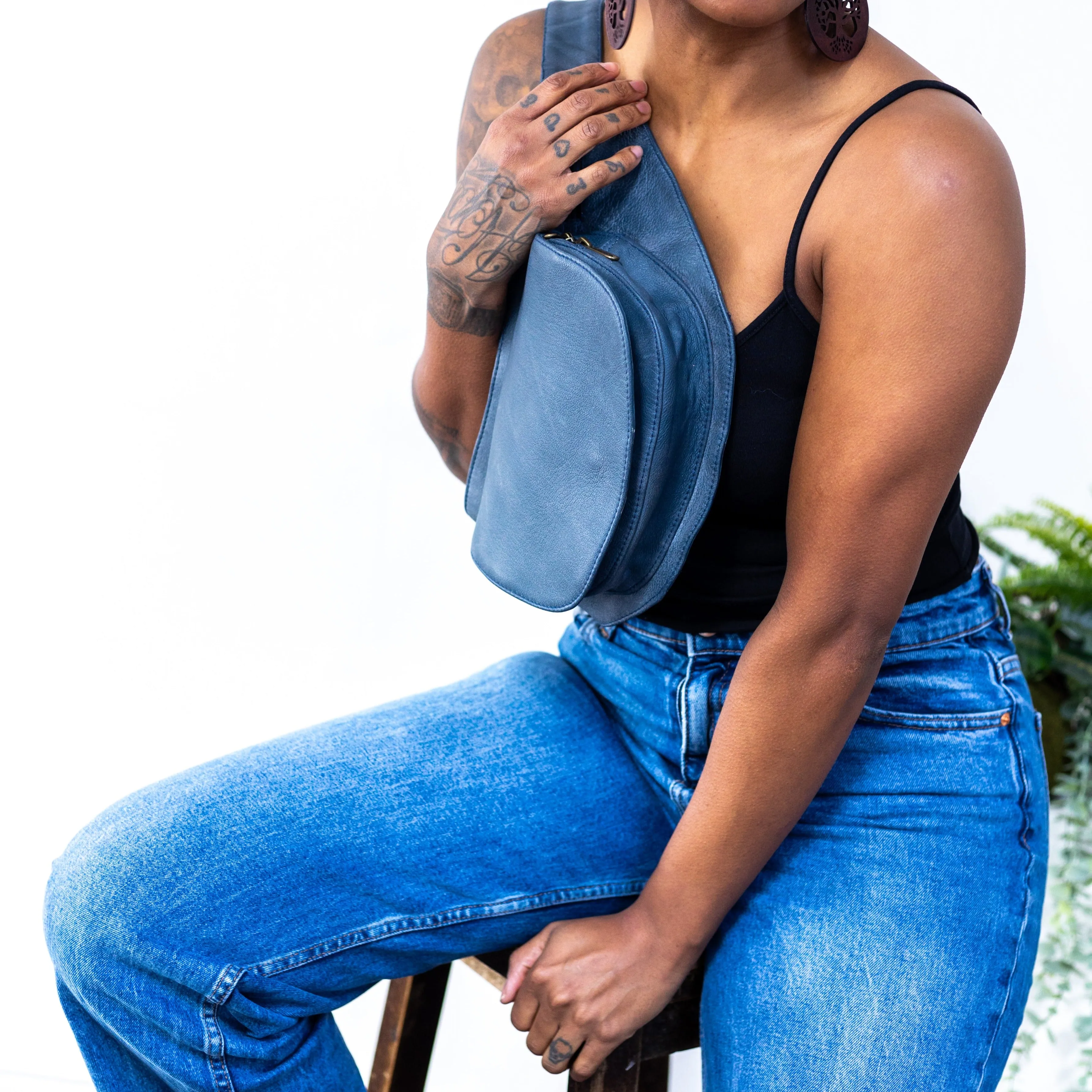 Leather Nelya Belt - Stone Blue | Seconds - Grade 2