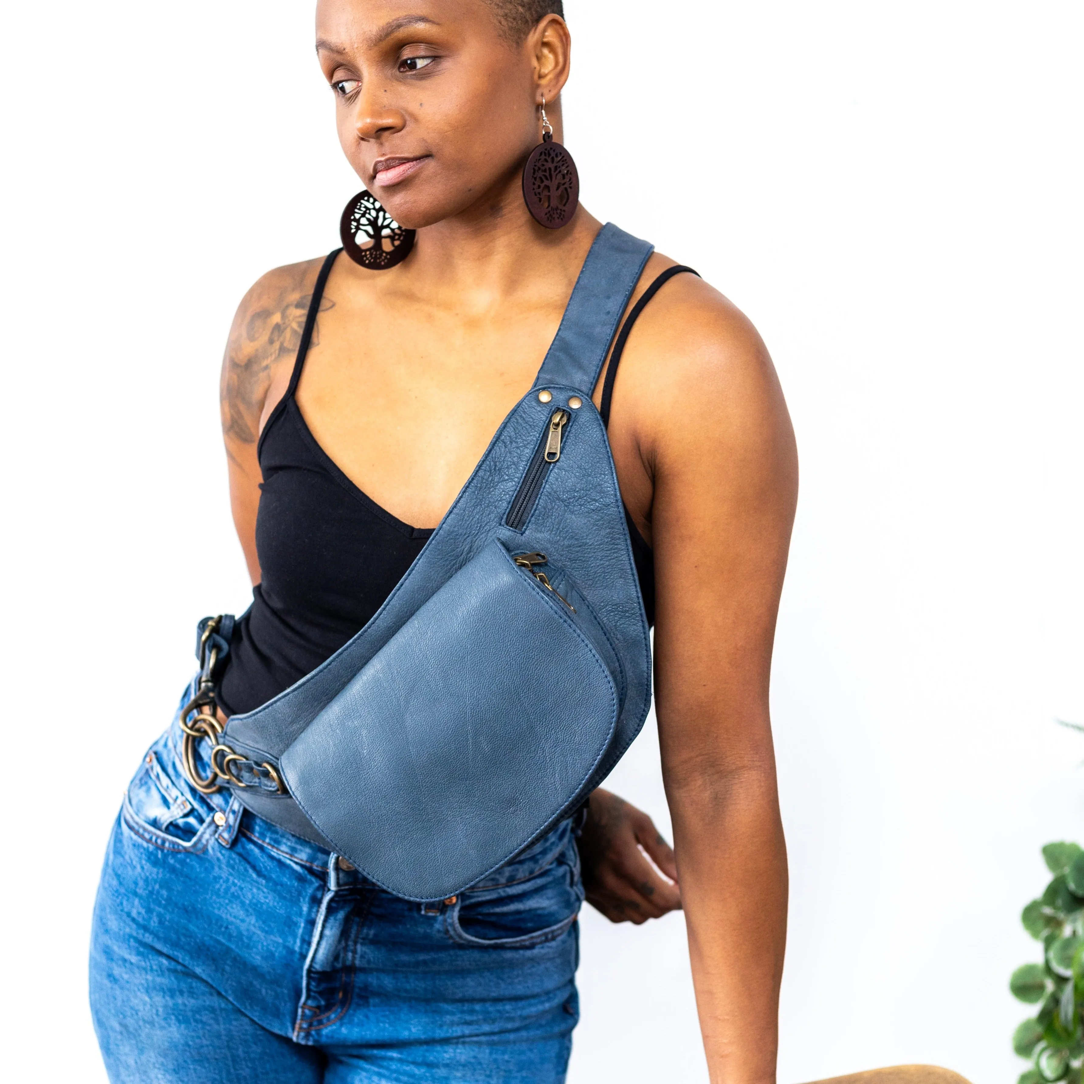 Leather Nelya Belt - Stone Blue | Seconds - Grade 2