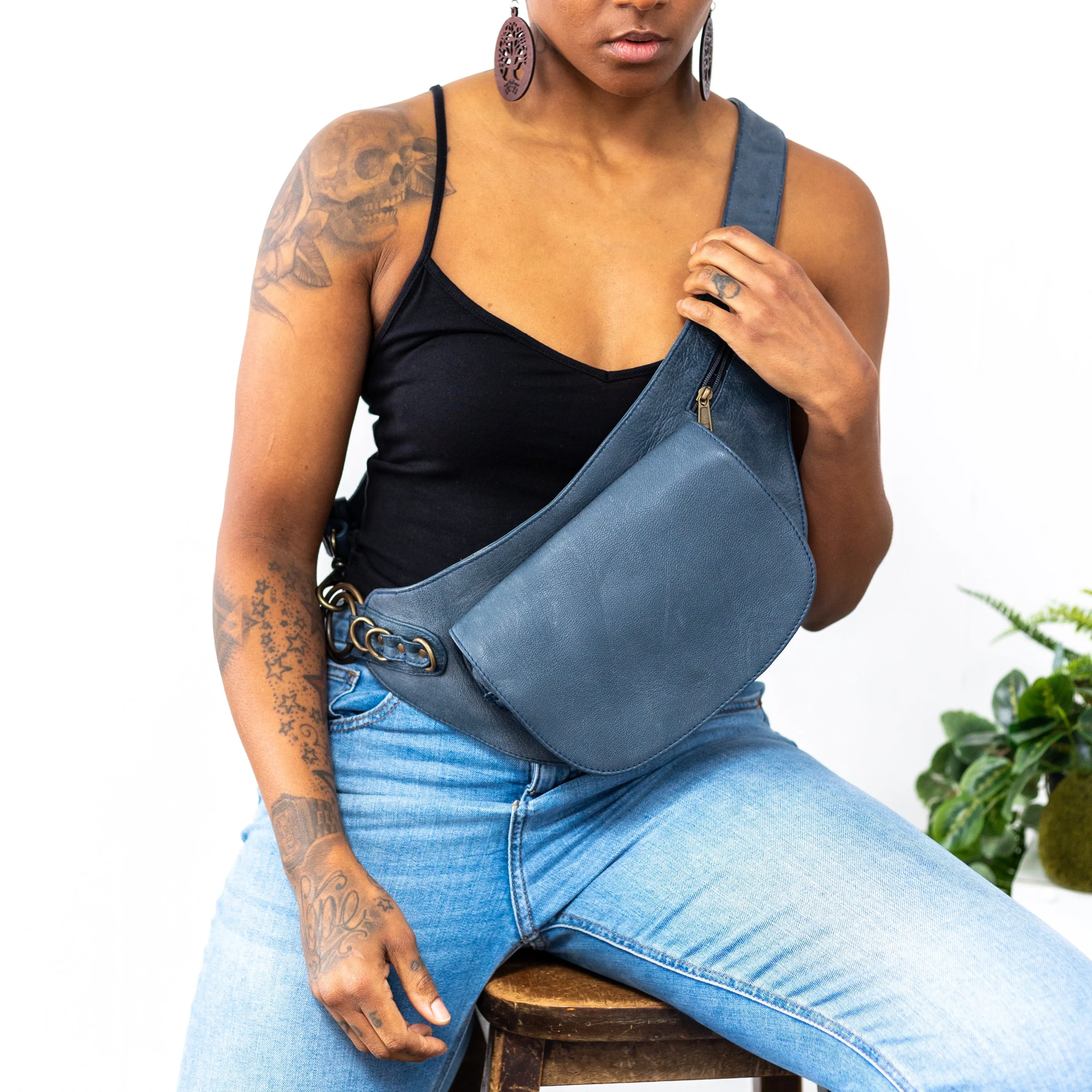 Leather Nelya Belt - Stone Blue | Seconds - Grade 2
