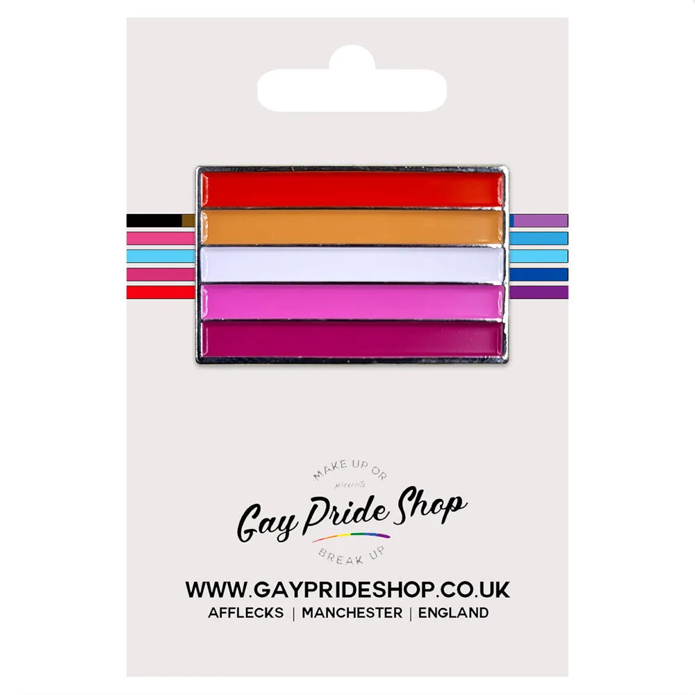 Lesbian Pride Flag Silver Metal Rectangle Lapel Pin Badge