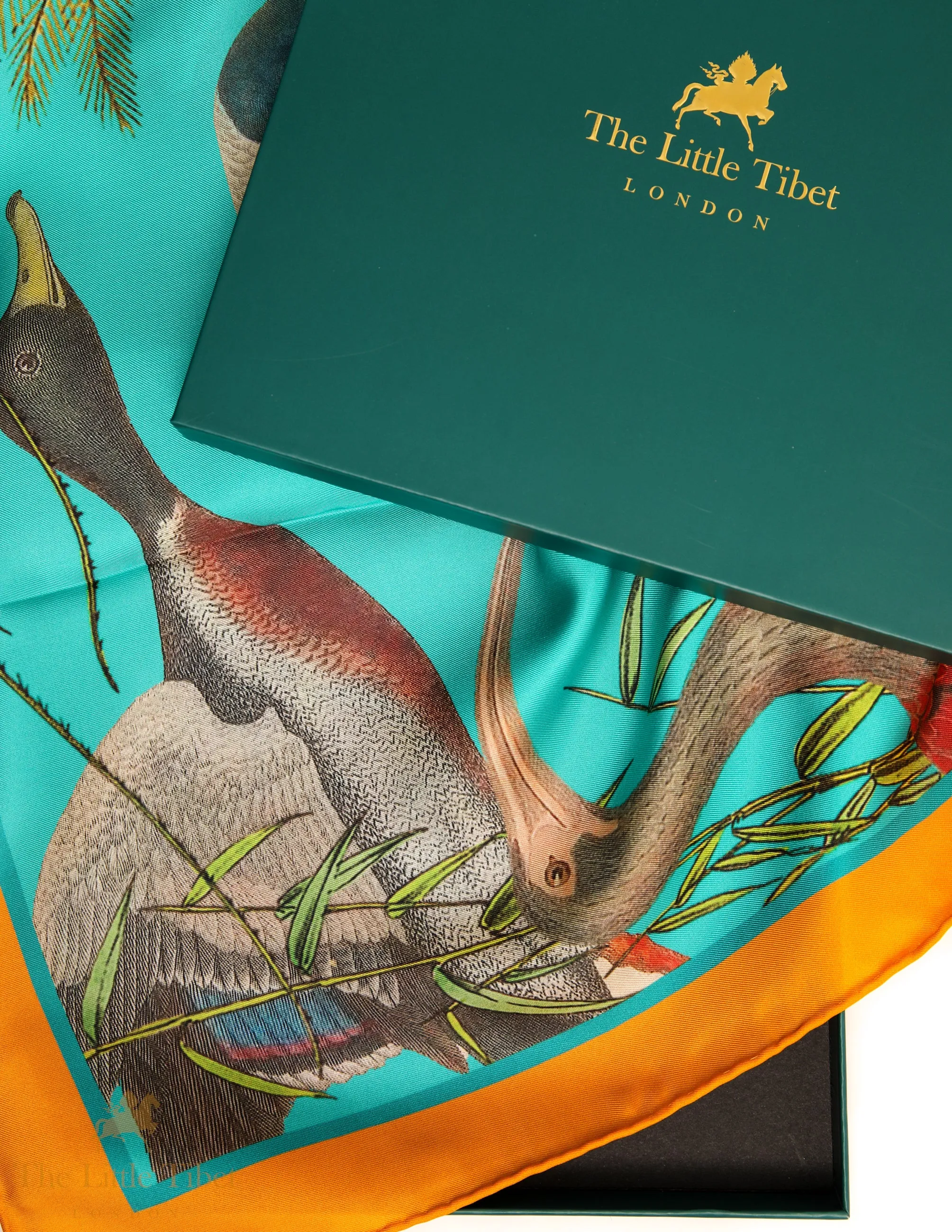 Loving & Caring Silk square scarf in torquoise