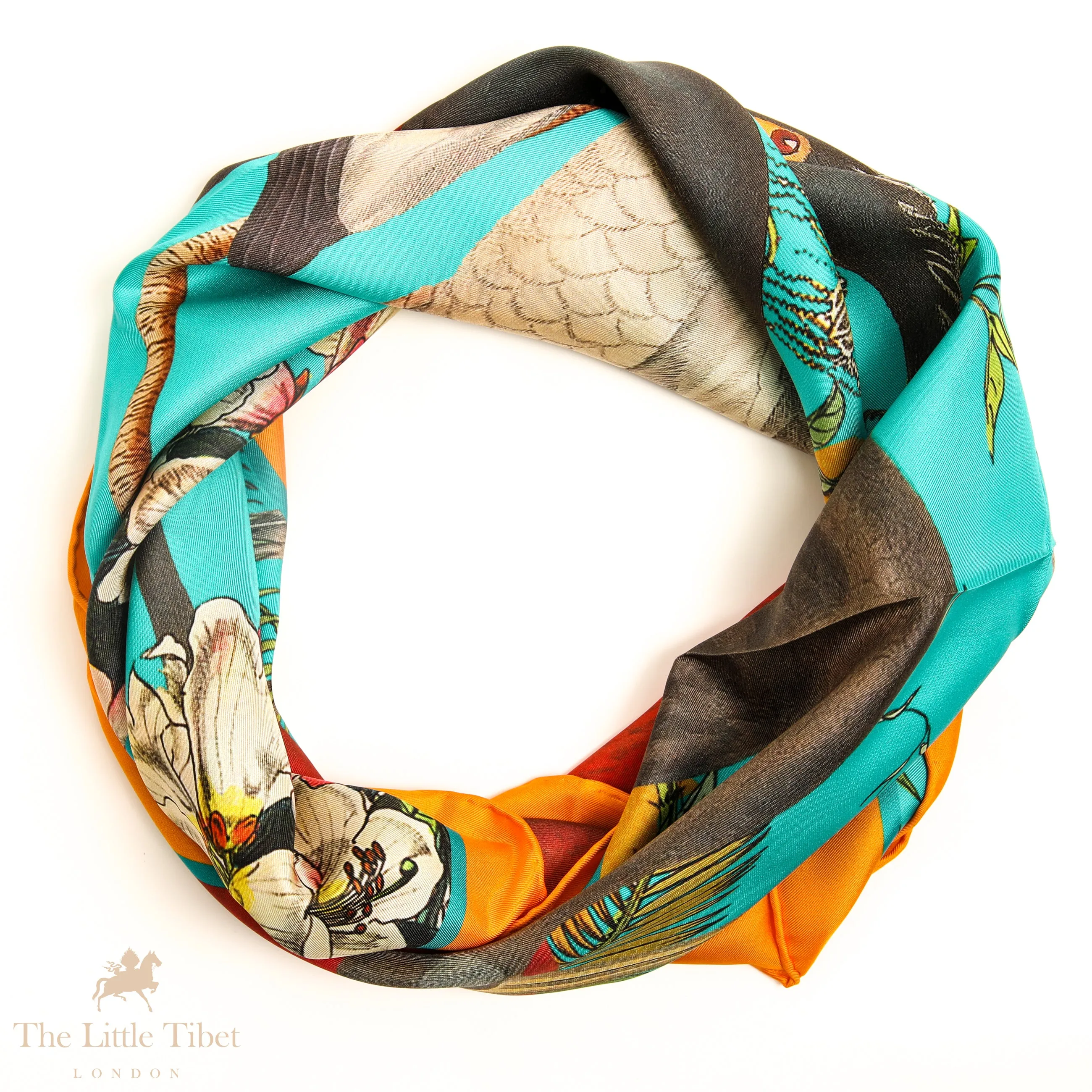 Loving & Caring Silk square scarf in torquoise