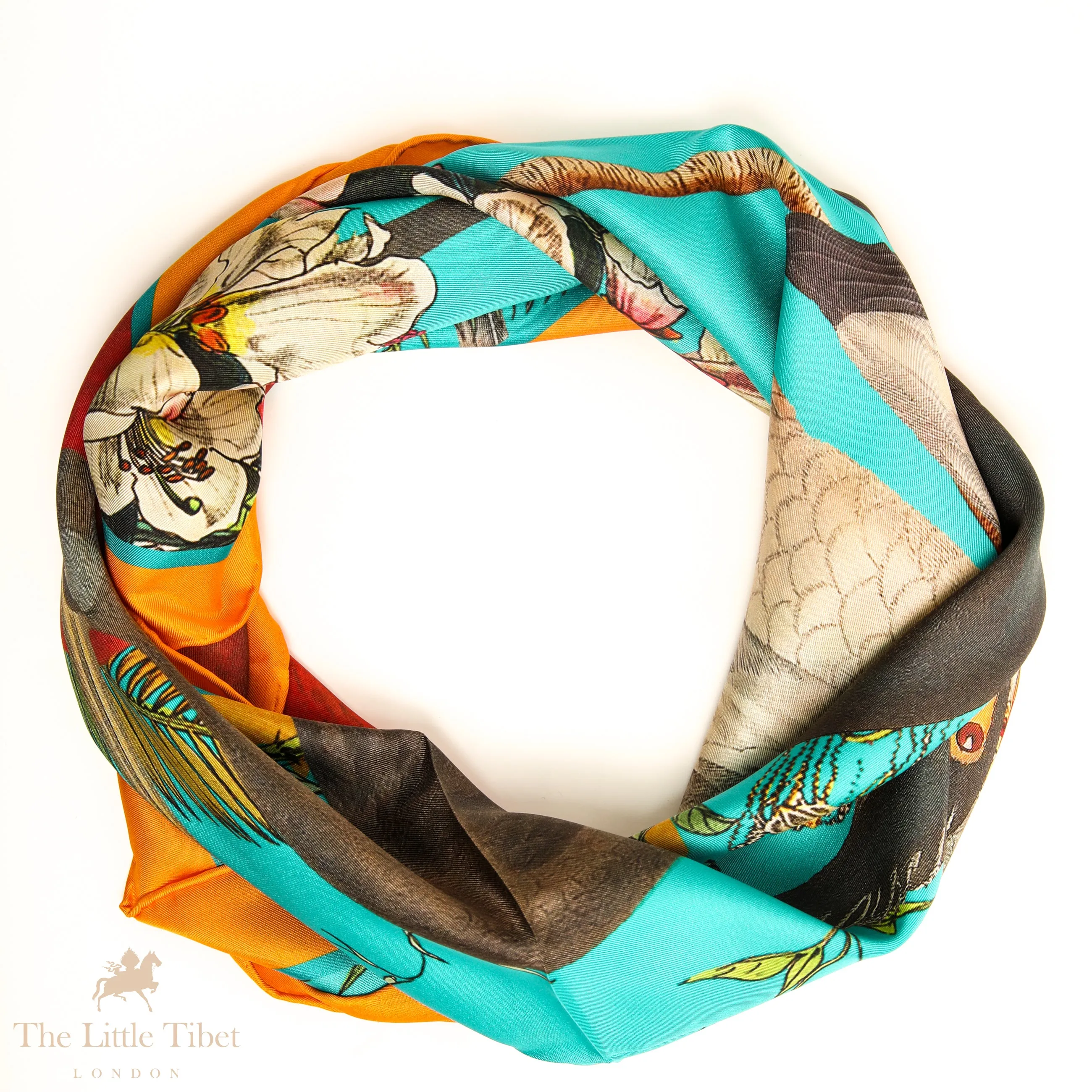 Loving & Caring Silk square scarf in torquoise