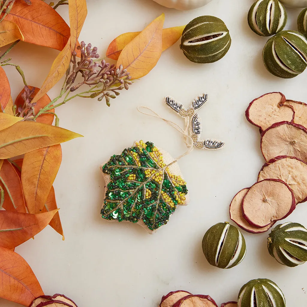 Maple Leaf Beaded Ornament