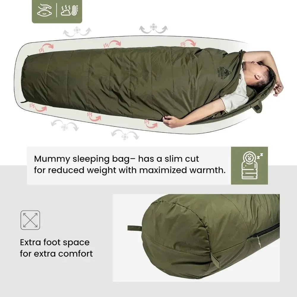 Mummy Sleeping Bag for Camping Hiking Backpacking, Sleeping Bags, Survival Gear Outdoor Camping Cotton Winter Warm Sleeping Bags