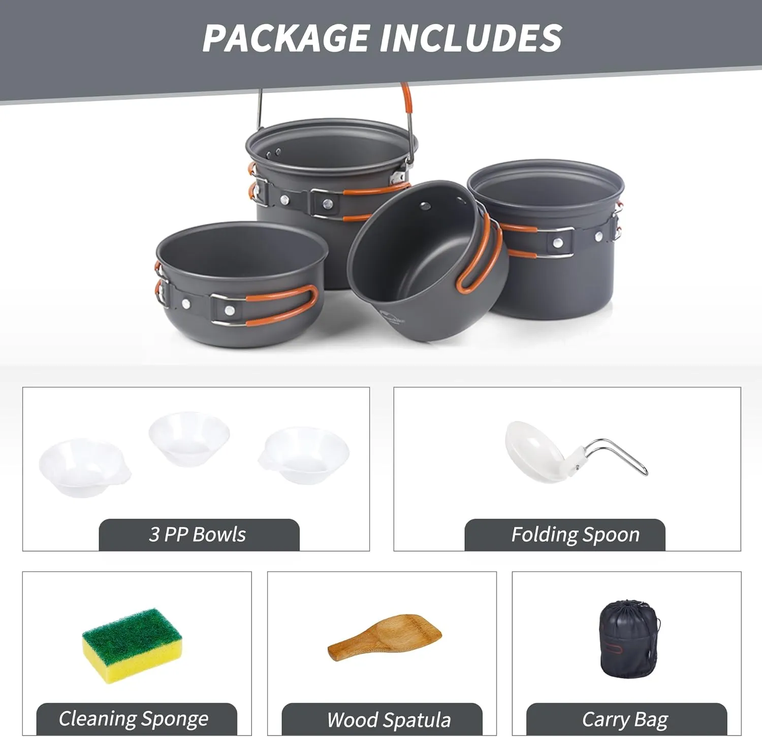 Naturehike Portable Aluminum Camping Cookware Kit 4-piece