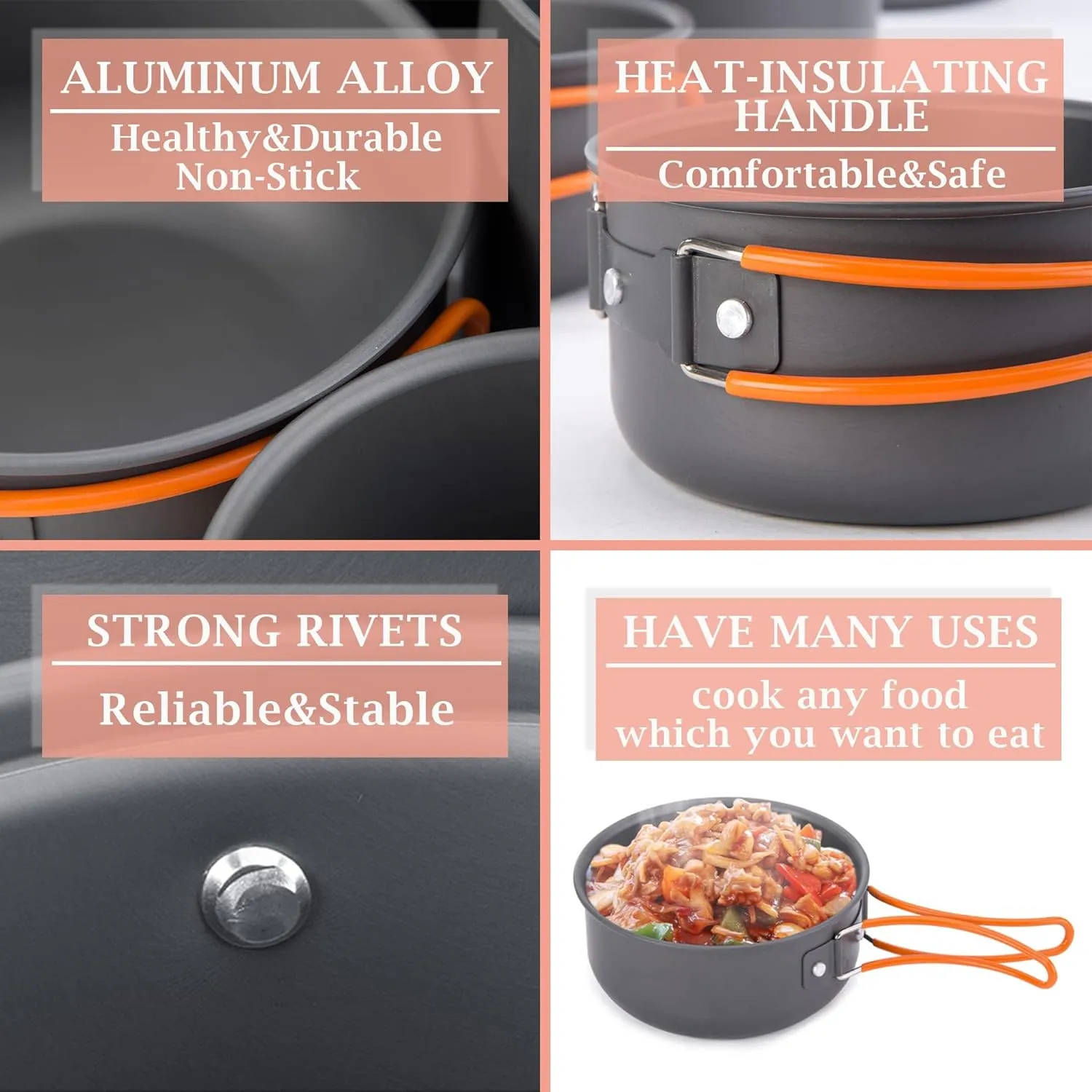 Naturehike Portable Aluminum Camping Cookware Kit 4-piece