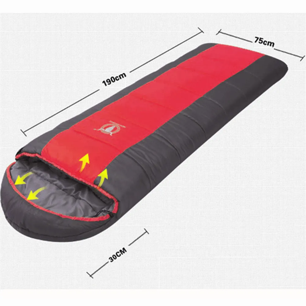 Outdoor Camping Envelope Sleeping Bag Thermal Tent Hiking Winter Single 0°C - red
