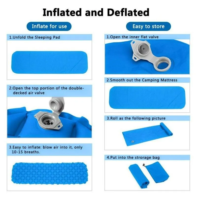 Outdoor mat camp inflatable sleeping mat self inflated mat Sleeping Pad Inflatable Air Cushion Camping with Pillow Air Mattress