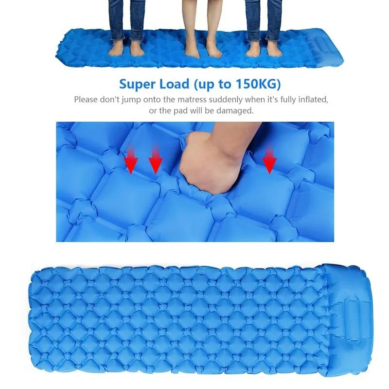 Outdoor mat camp inflatable sleeping mat self inflated mat Sleeping Pad Inflatable Air Cushion Camping with Pillow Air Mattress
