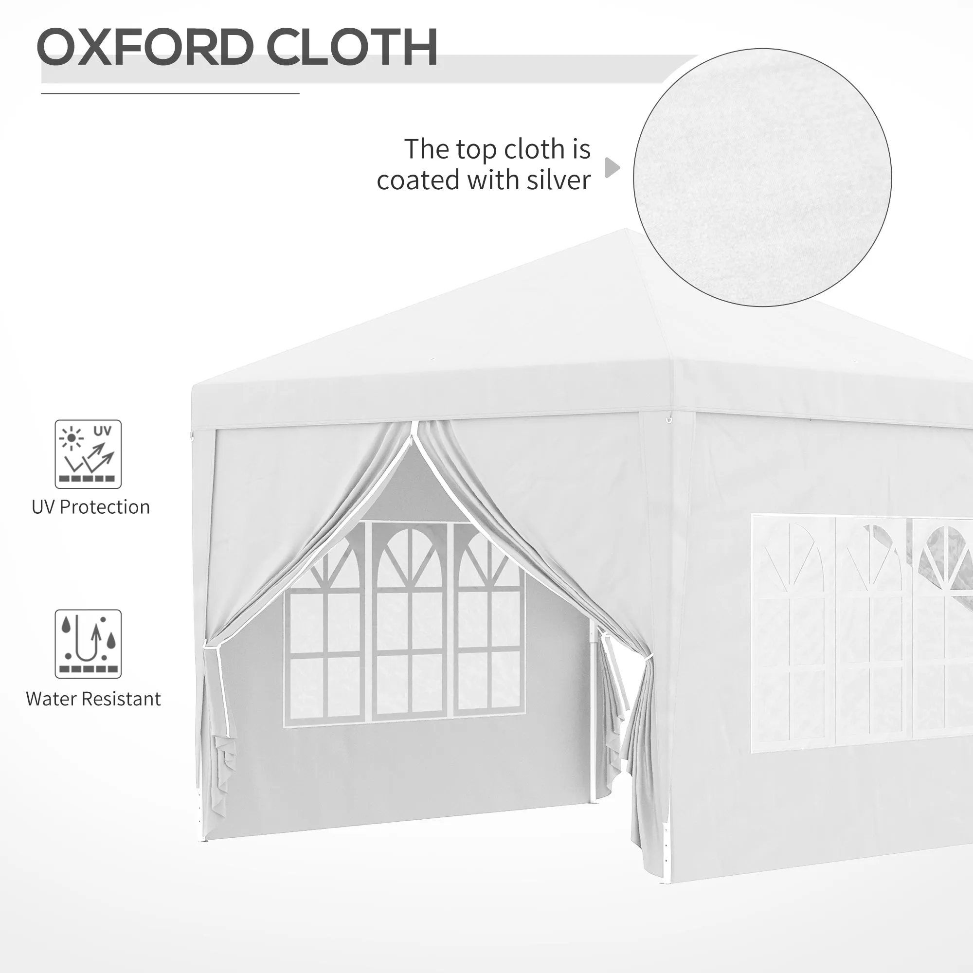 Outsunny 3mx3m Pop Up Gazebo Party Tent Canopy Marquee with Storage Bag White