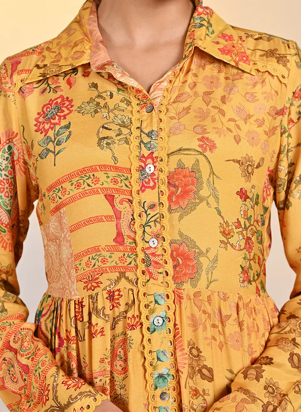 Rang Sunshine Printed Viscose Silk Designer Dress for Women