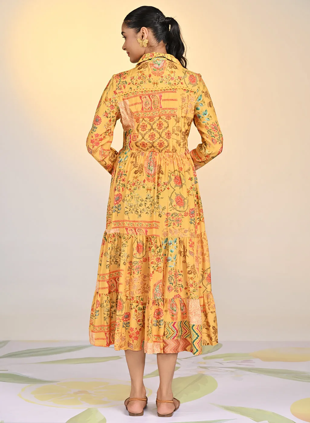 Rang Sunshine Printed Viscose Silk Designer Dress for Women