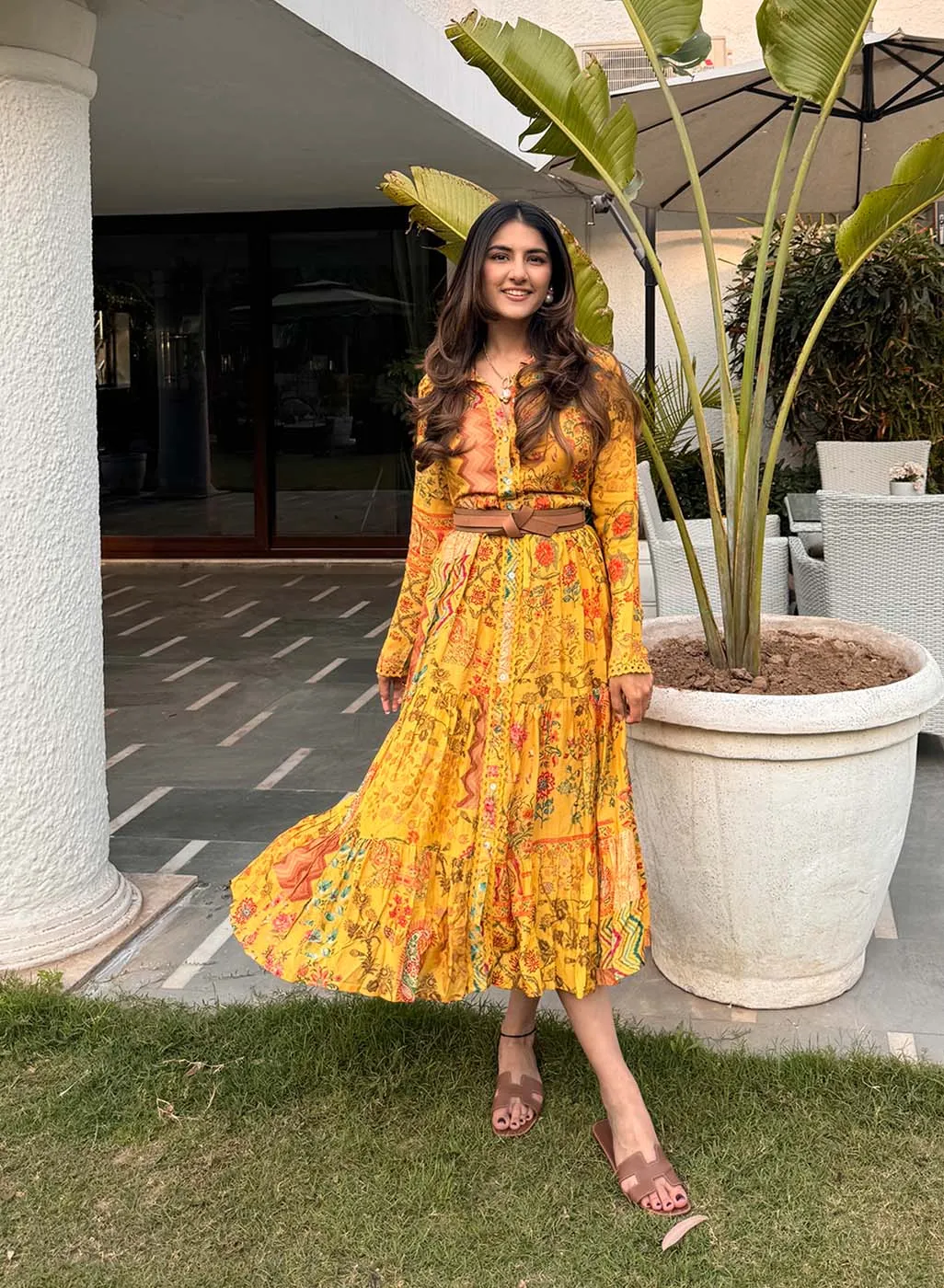 Rang Sunshine Printed Viscose Silk Designer Dress for Women