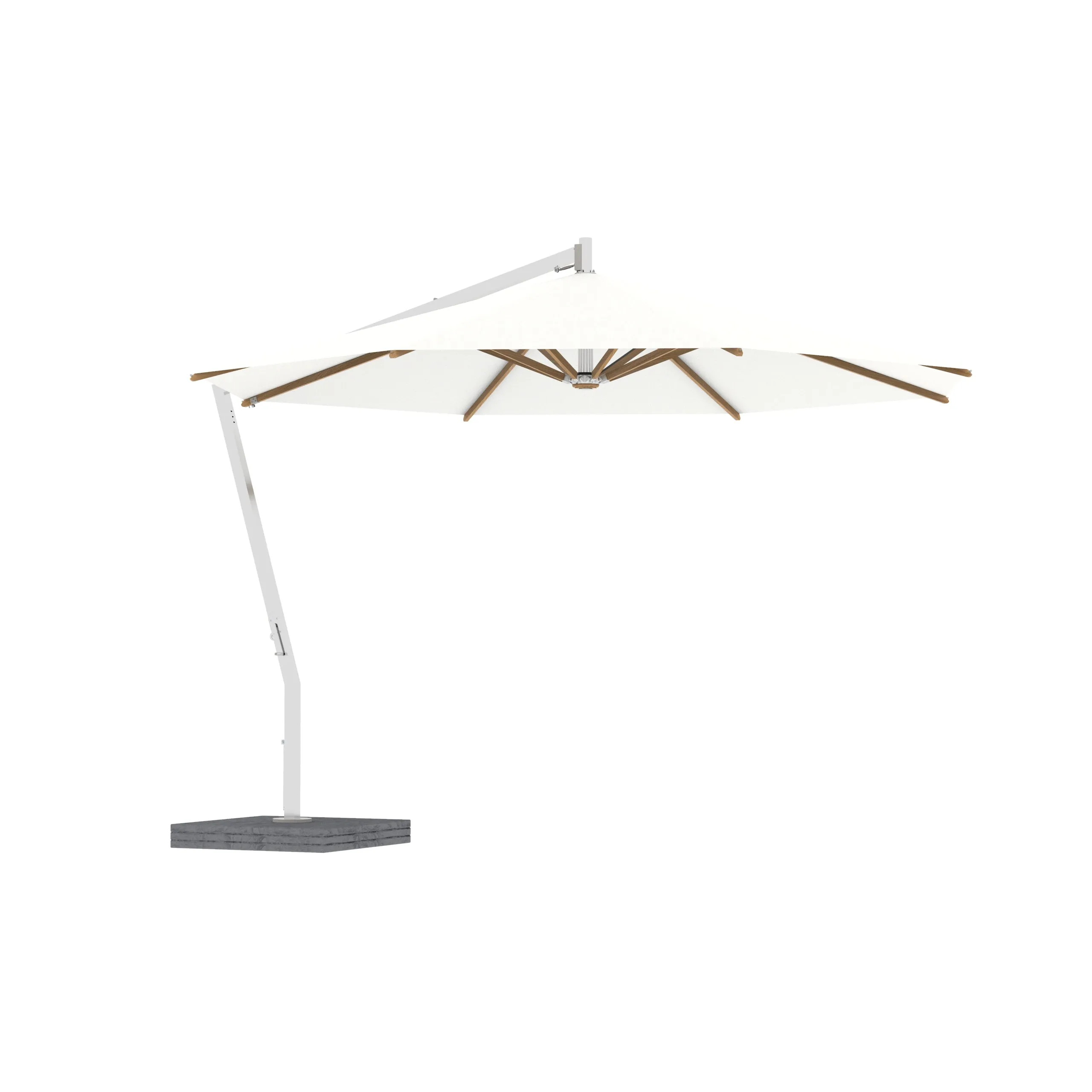 Shady X-Centric Round Umbrella with Teak Ribs