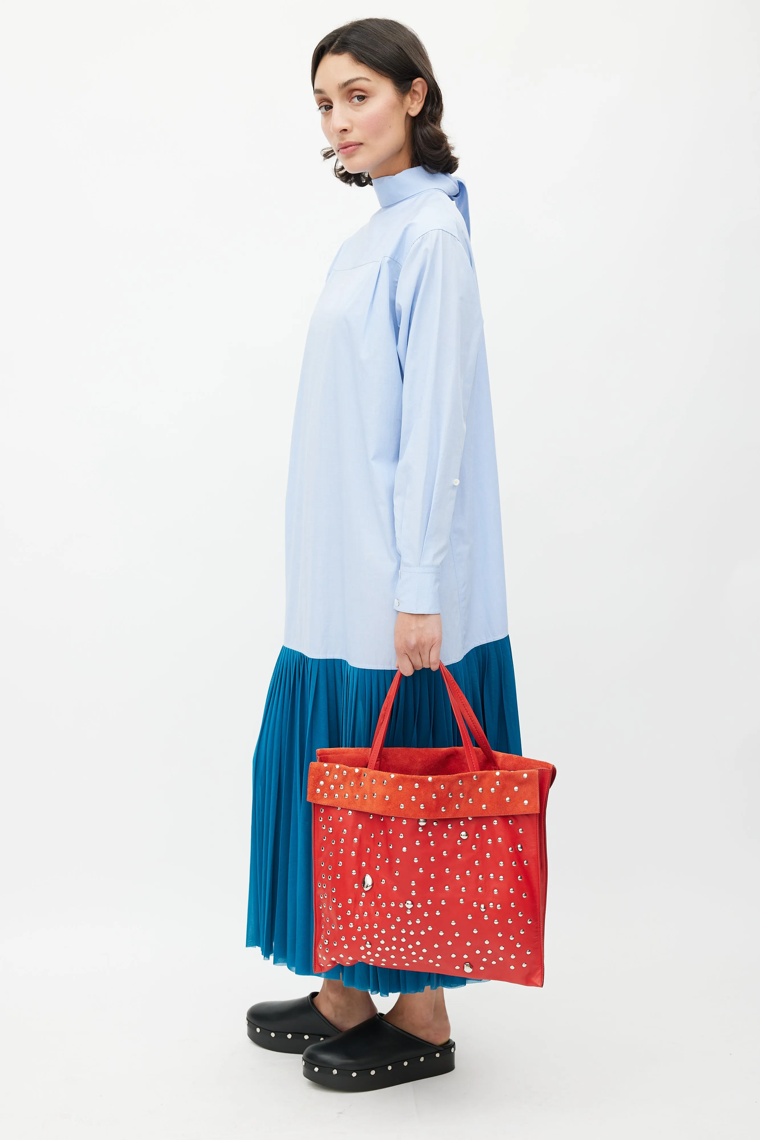 SS 2017 Red & Silver Studded Cabas Tote Bag