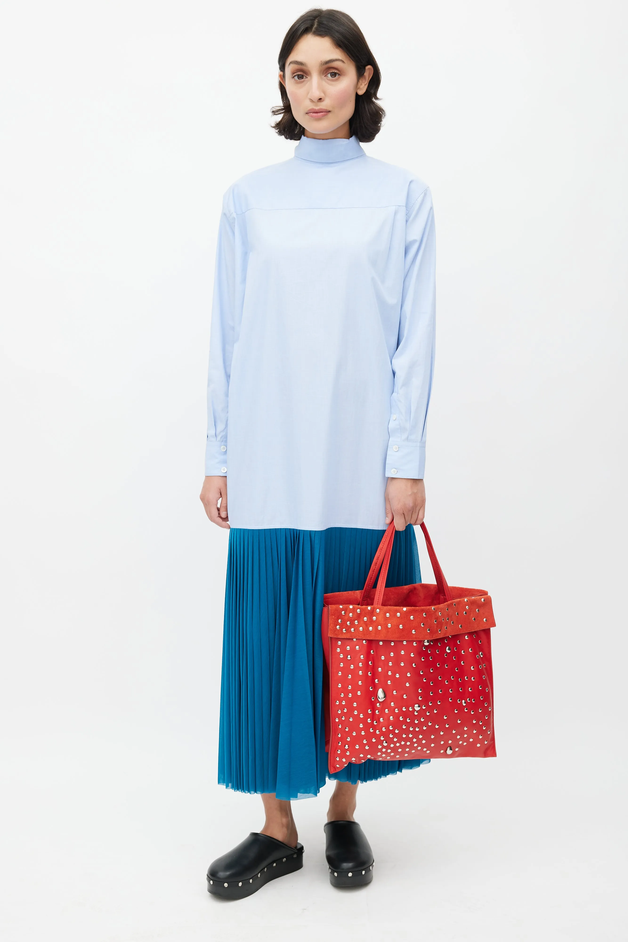SS 2017 Red & Silver Studded Cabas Tote Bag