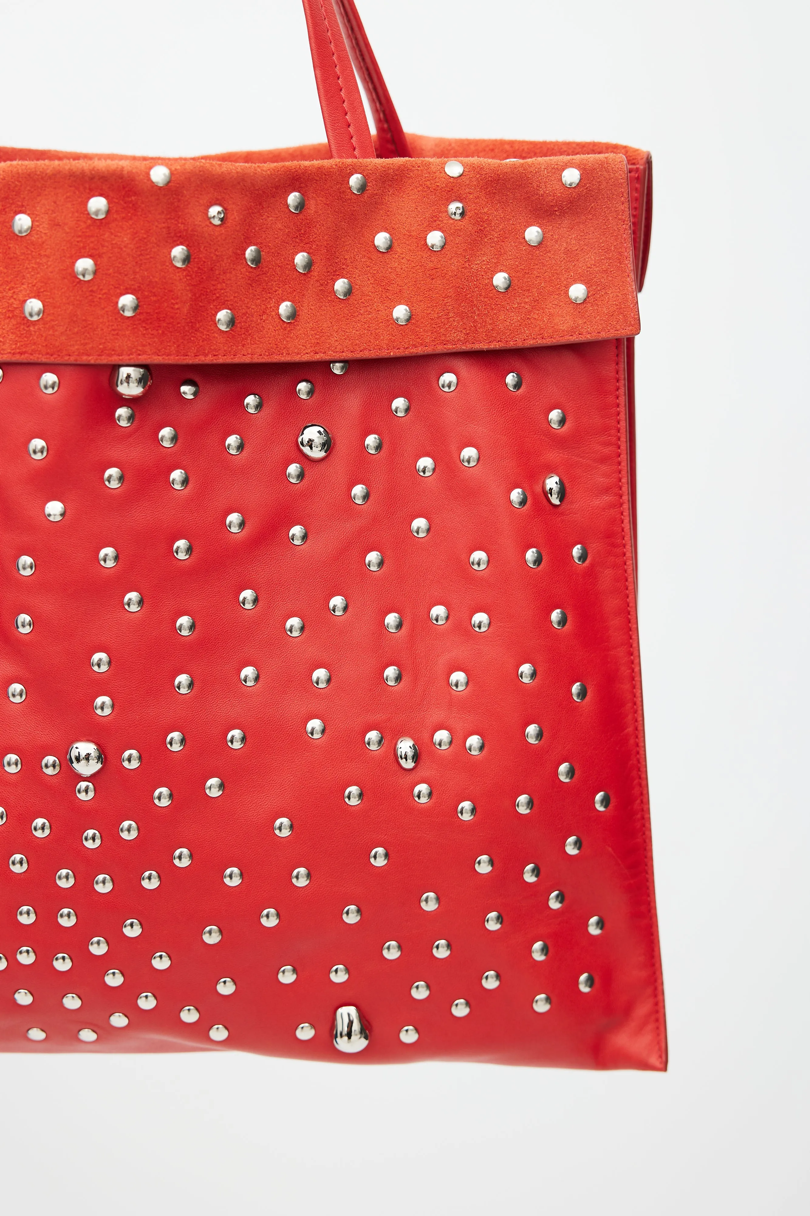 SS 2017 Red & Silver Studded Cabas Tote Bag