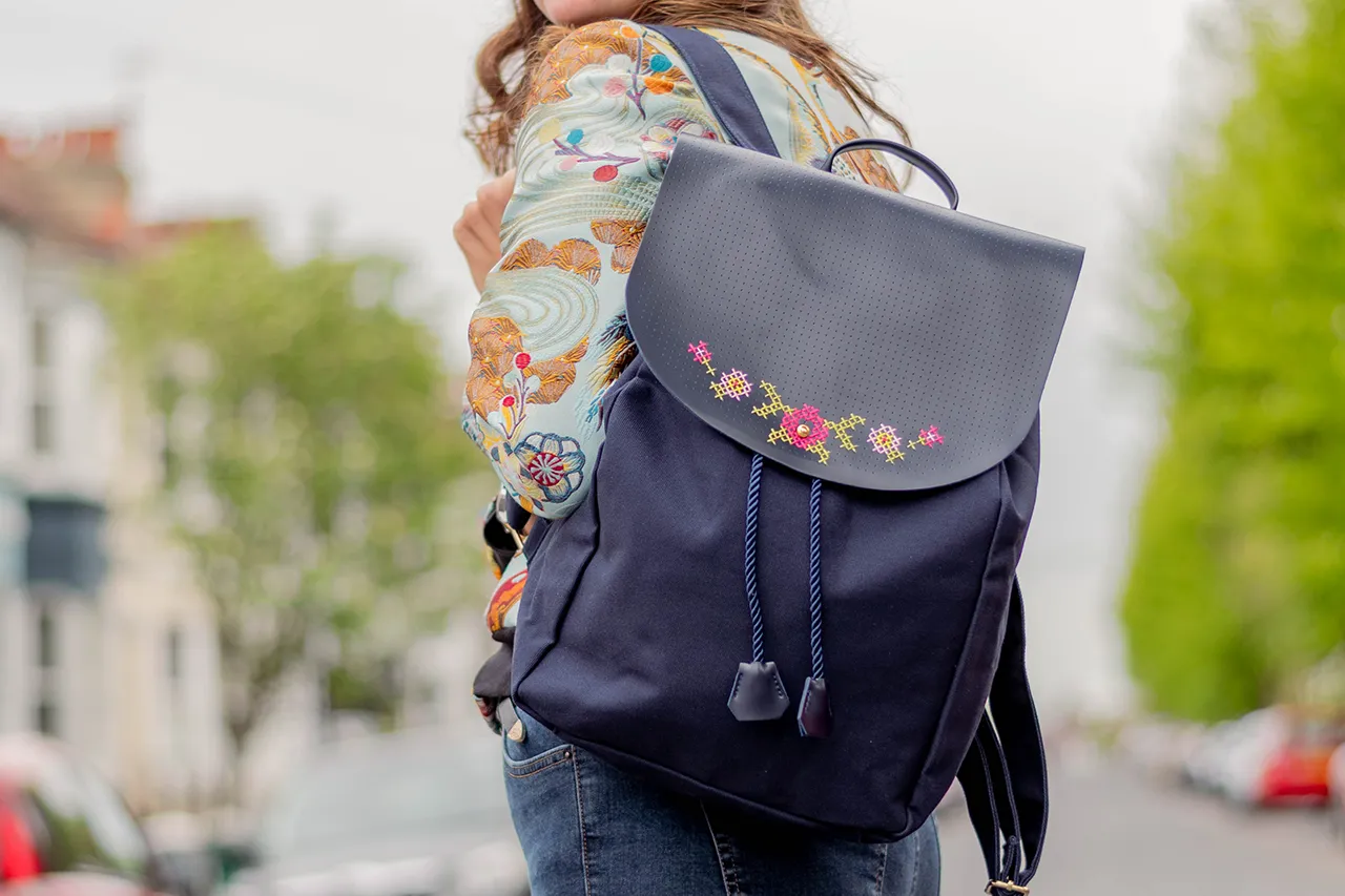 Stitch Backpack - Navy (Vegan)